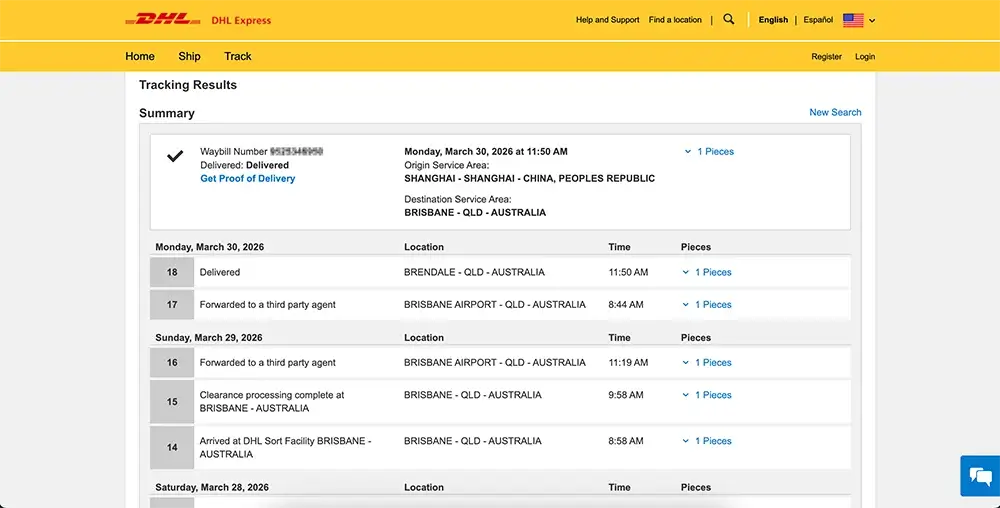 DHL tracking